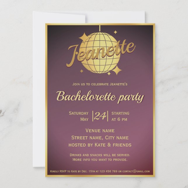 Invitación Fiesta de soltero de básquet de oro de Lavender (Anverso)