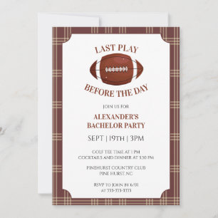 Invitación Fiesta de Soltero de Fútbol de Cuadros Marrones