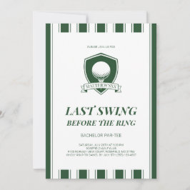 Invitación Fiesta de Soltero de Golf Elegante Verde Último Sw