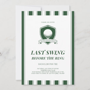 Invitación Fiesta de Soltero de Golf Elegante Verde Último Sw