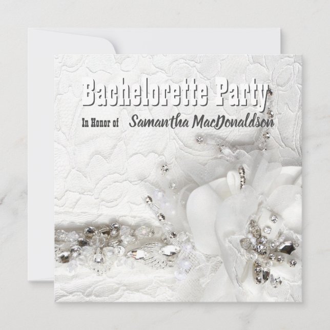 Invitación Fiesta de soltero de lace y diamante (Anverso)