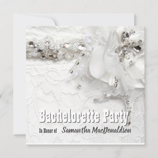 Invitación Fiesta de soltero de lace y diamante (Anverso)