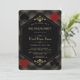 Invitación Fiesta de Soltero Gatsby Dorado Negro 20s Casino