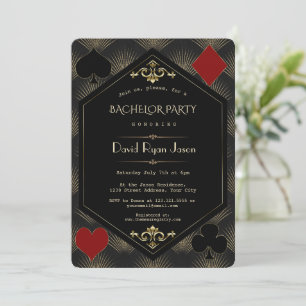 Invitación Fiesta de Soltero Gatsby Dorado Negro 20s Casino