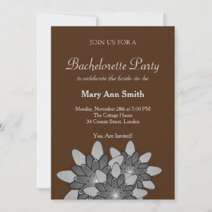 Invitación Fiesta de Soltero Gris Floral Marrón Chocolate Lot