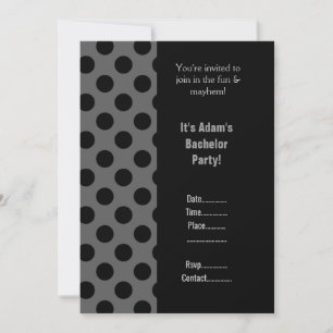 INVITACIÓN FIESTA DE SOLTERO MASCULINO MODERNO NEGRO GRIS