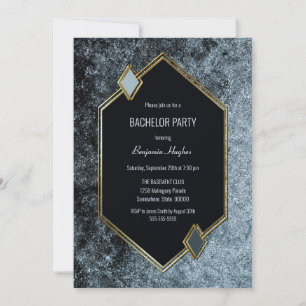Invitación Fiesta de Soltero Moderna Negra y Dorada