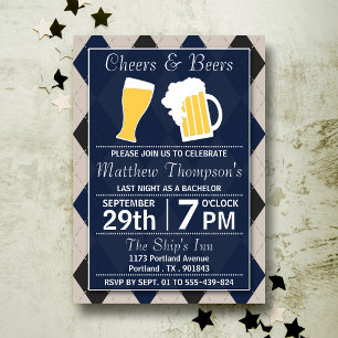 Invitación Fiesta de Soltero Navy de Cheers & Beers Trendy