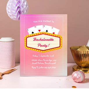 Invitación fiesta de soltero rosa de giratoria Las Vegas fin