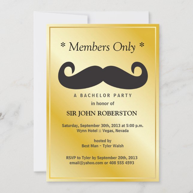 Invitación Fiesta de Soltero Solo para Miembros (Anverso)