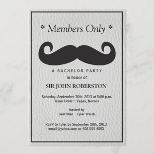 Invitación Fiesta de Soltero Solo para Miembros Cuero Sintéti