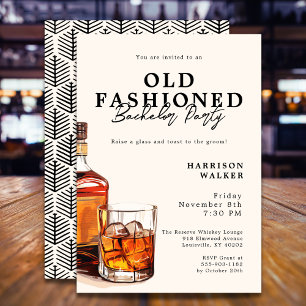 Invitación Fiesta de Soltero Tema Whisky Old Fashioned Elegan