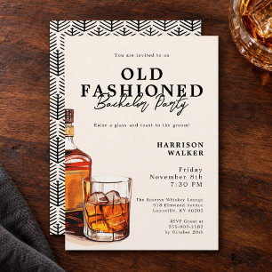 Invitación Fiesta de Soltero Tema Whisky Old Fashioned Elegan