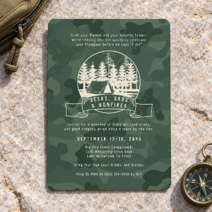 Invitación Fiesta de Solteros de Camping Tema de Camuflaje al