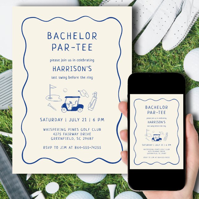 Invitación Fiesta de solteros de golf de última mano de giro  (Subido por el creador)