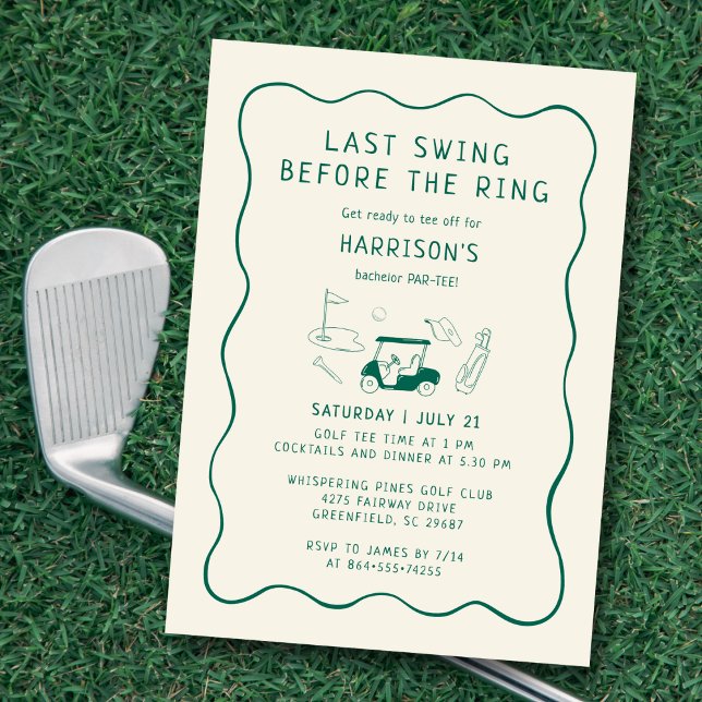Invitación Fiesta de solteros de golf de último giro verde (Subido por el creador)