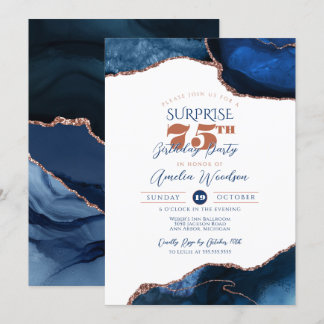 Invitación Fiesta de sorprendidos de Navy Blue Elegant Cumple