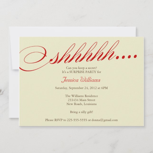 Invitación Fiesta de sorpresa (Anverso)