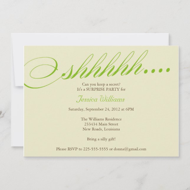 Invitación Fiesta de sorpresa (Anverso)