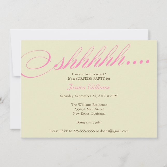 Invitación Fiesta de sorpresa (Anverso)