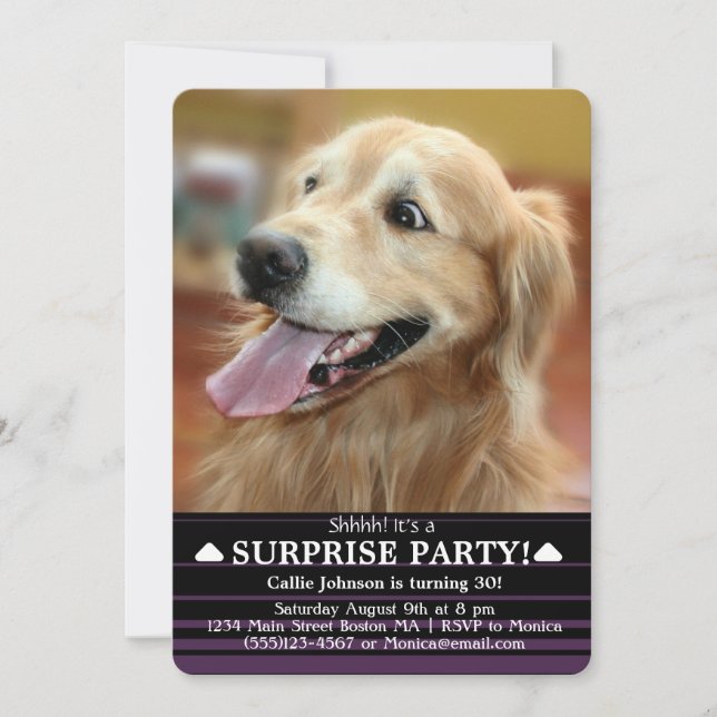 Invitación Fiesta de sorpresa chocado del perro del golden (Anverso)