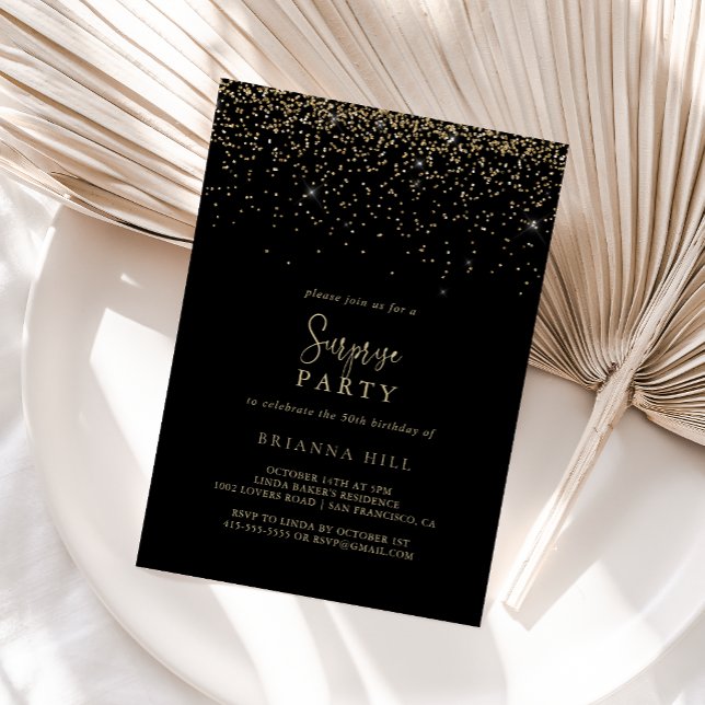 Invitación Fiesta de Sorpresa con guión de película de confet (Subido por el creador)