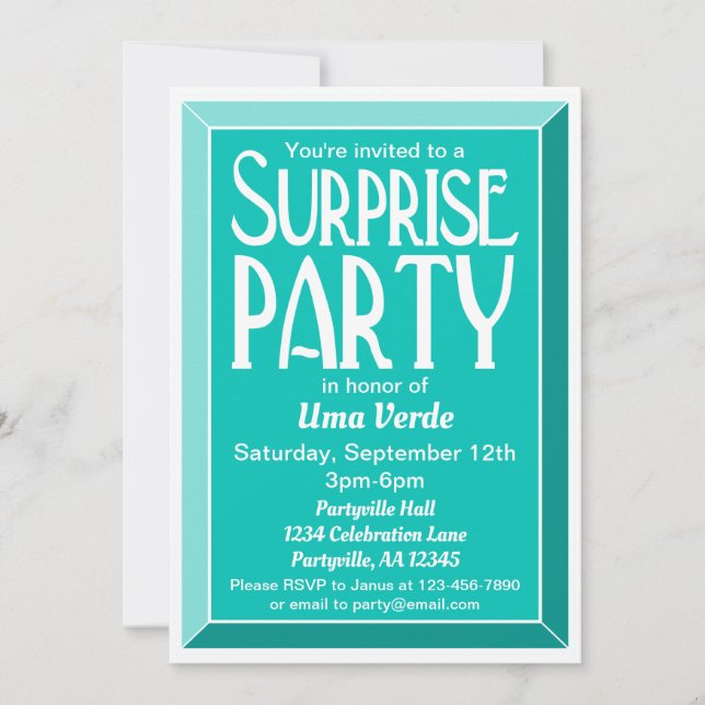Invitación Fiesta de sorpresa de cumpleaños con foto de Art D (Anverso)