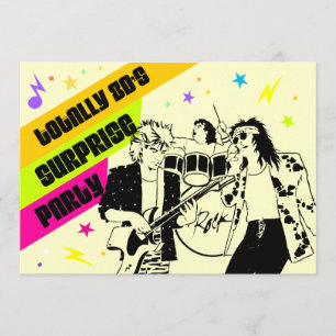 Invitación fiesta de sorpresa de los años 80