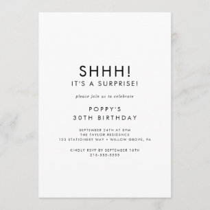 Invitación Fiesta de Sorpresa de Tipografía de moda