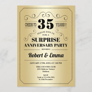 Invitación Fiesta de Sorpresa del 35 Aniversario - Dorado Neg