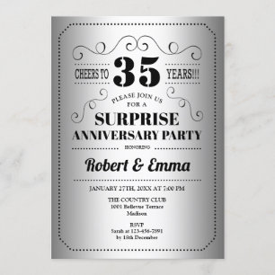 Invitación Fiesta de Sorpresa del 35 Aniversario - Negro Plat