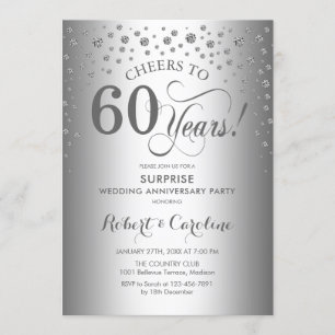 Invitación Fiesta de Sorpresa del 60 Aniversario de Diamante 