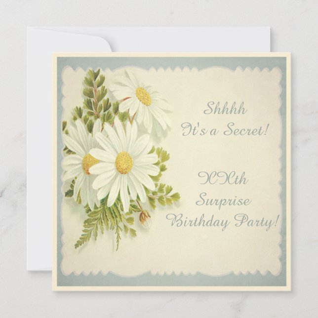 Invitación Fiesta de sorpresa elegante de las margaritas del (Anverso)