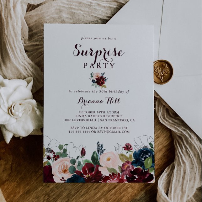Invitación Fiesta De Sorpresa Floral De Caída Ilustrada De Ac (Subido por el creador)