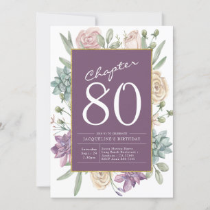 Invitación Fiesta de sorpresa floral de cumpleaños 80 mujeres