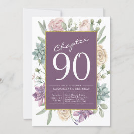 Invitación Fiesta de sorpresa floral de cumpleaños 90 mujeres