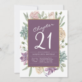 Invitación Fiesta de sorpresa floral de cumpleaños número 21
