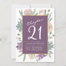 Invitación Fiesta de sorpresa floral de cumpleaños número 21 