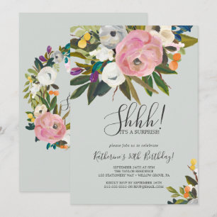 Invitación Fiesta De Sorpresa Floral Pintado