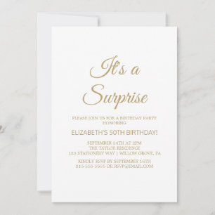 Invitación Fiesta de Sorpresa Sofisticada con Caligrafía en O