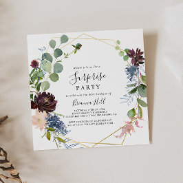 Invitación Fiesta de sorpresas geométricas de oro de Borgoña