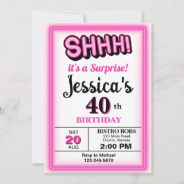 Invitación Fiesta de sorpresas rosadas calientes Cumpleaños