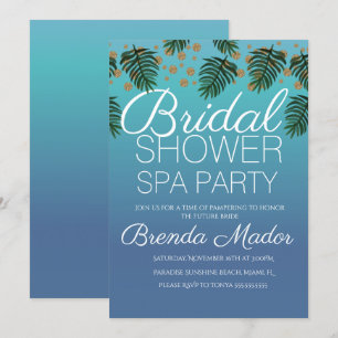 Invitación Fiesta de Spa con Fondo de Verde con Degradado par
