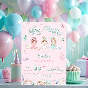Invitación Fiesta de Spa Cumpleaños Rosa