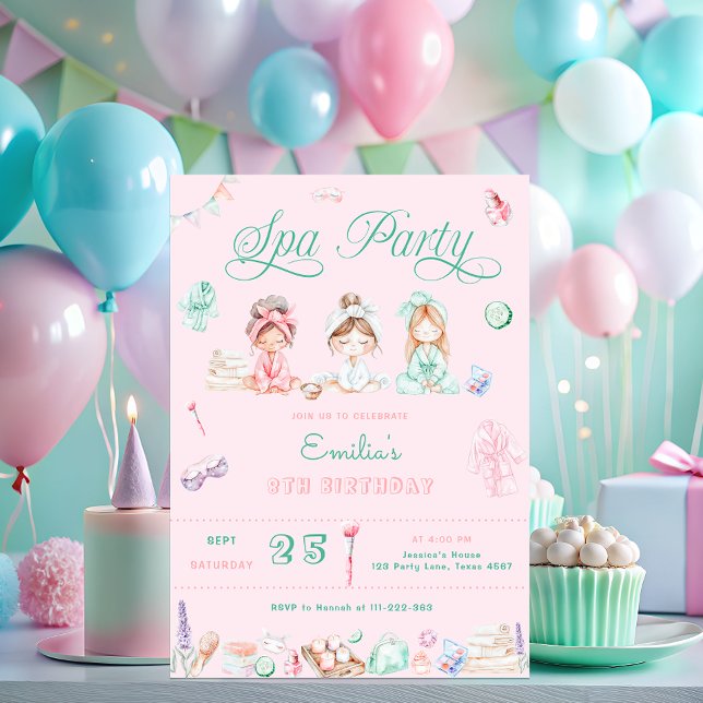 Invitación Fiesta de Spa Cumpleaños Rosa (Subido por el creador)
