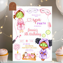 Invitación Fiesta de spa Cute Chica Cumpleaños