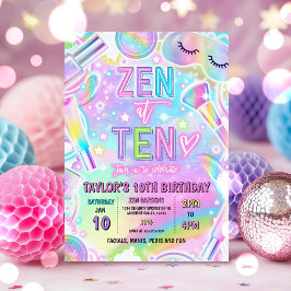 Invitación Fiesta de Spa de Arcoíris Maquillaje Mimar Cumplea