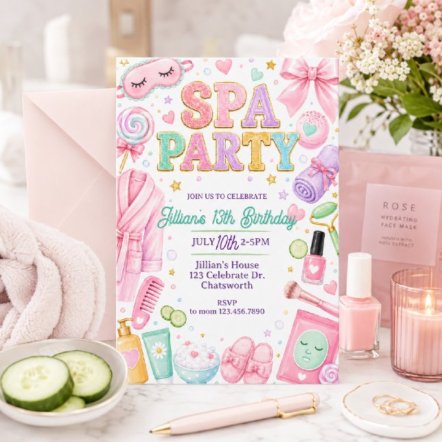 Invitación Fiesta de Spa de Chicas Cumpleaños | Día de Spa de (Subido por el creador)