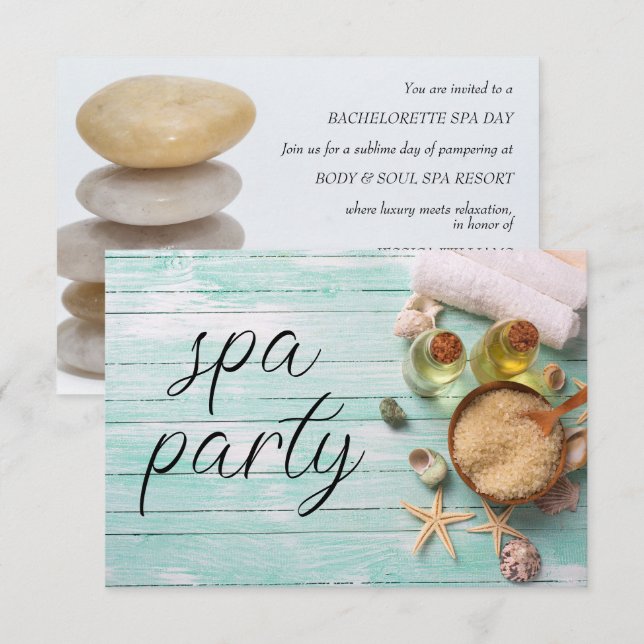 Invitación Fiesta de Spa de Soltera (Anverso / Reverso)