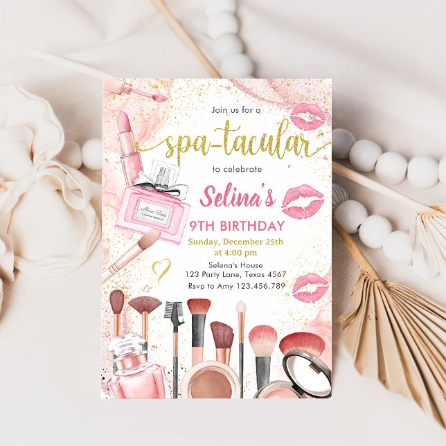 Invitación Fiesta de Spa Glam Chica Makeup Fiesta de cumpleañ (Subido por el creador)